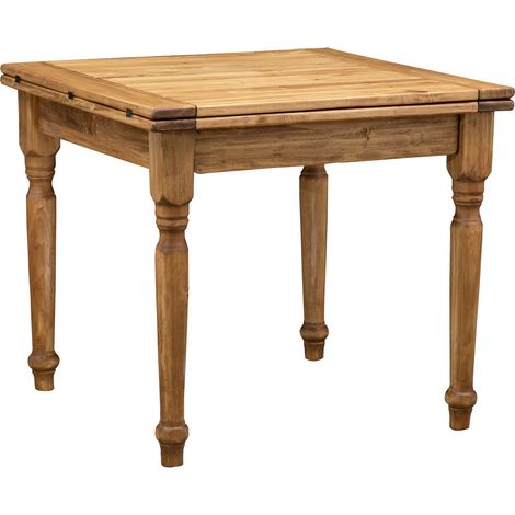 Tavolo da pranzo in legno massello Tavolo quadrato allungabile 90x90 cm Tavolo cucina estensibile Made in Italy Colore noce (1/5)