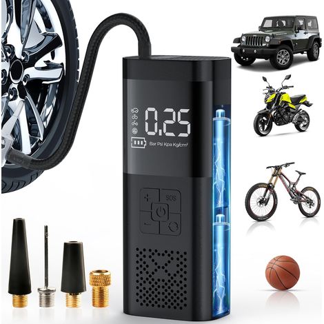 Reifenfüller Tragbarer Luftkompressor 150PSI 6000mAh Leistungsstarker Reifenfüller, 2X schnellere Aufpumpgeschwindigkeit mit LCD-Display für Autoteile, Fahrrad- und Motorradreifen