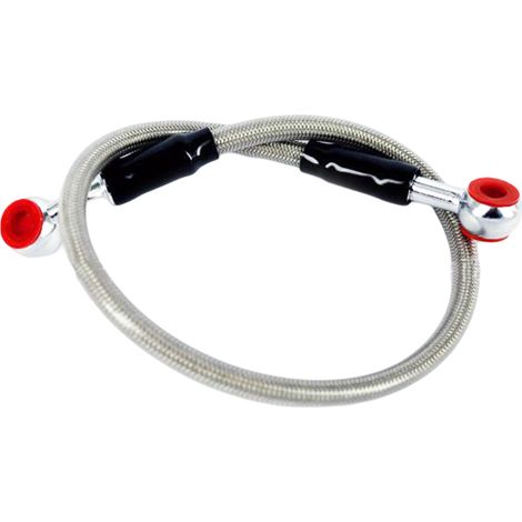 1 tuyau de frein universel, tresse acier inoxydable, 45 cm, gris, raccord M10, pour moto (1/5)