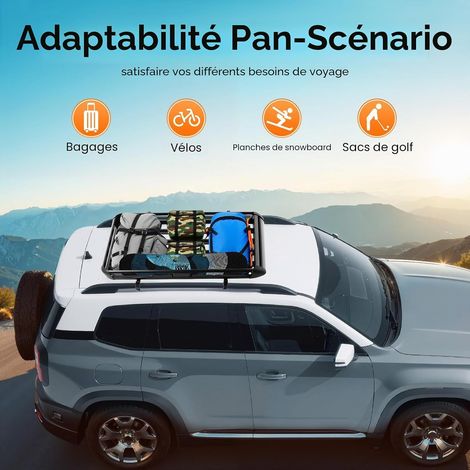 Barres de toit universelles en aluminium - Largeur réglable - Charge maximale 150 kg - Pour SUV, panier de toit, porte-cargaison - 140 x 100 cm - Noir (1/5)