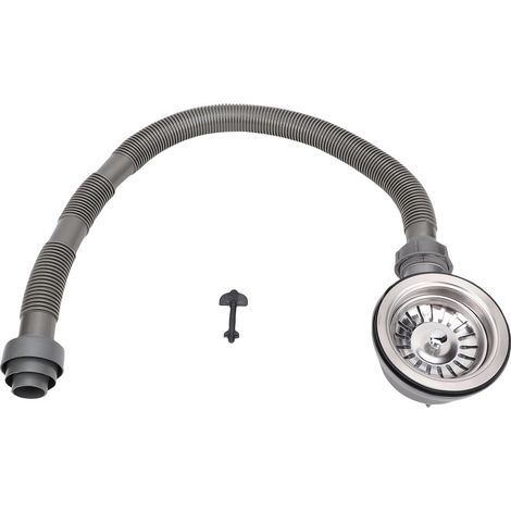 Conjunto de desagüe para fregadero de cocina de acero inoxidable 304 pulido espejo con manguera de tapón de 820 mm para fregadero con abertura de 90-100 mm (1/5)