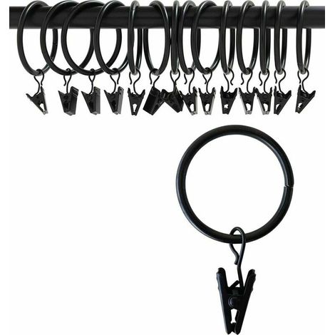 Nazalus-Hot Sale-Vorhang-Clips mit Ringen (Φ50 mm, 16er-Set) – rostfreier, mattierter Edelstahl-Gardinenstangen-Ring-Clip mit Zeltösen (Vintage-Schwarz, 5,1 cm)