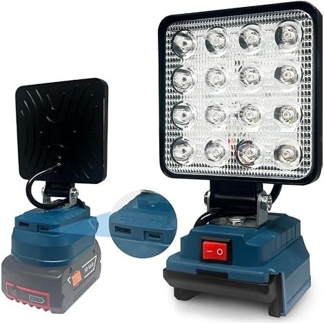 Projecteur LED Rechargeable pour Batterie 18V, 48W 6000LM Projecteur de Chantier Alimenté Par Pile, Lampe de Travail LED avec USB (1/5)