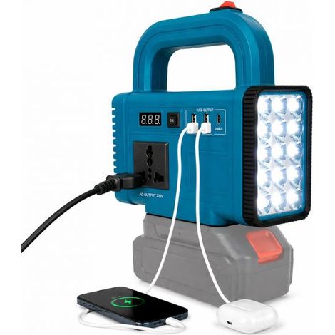 Inverter a Batteria Convertitore da DC 18-21V a AC 220V 2 USB e 1 USB-C con Led (1/5)