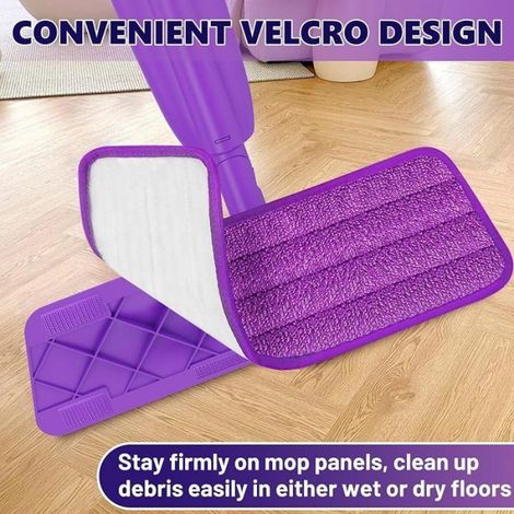 Serpillière Microfibre - Recharge 39 x 13 cm - Compatible Balai Velcro 33 à 39 cm - Pour Sol Dur - Lot de 6 (1/5)