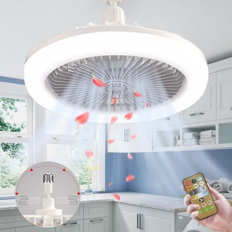 Lampe Ventilateur Plafond,Luminaire Ventilateur Plafonnier,E27 Lustre Ventilateur de Plafond Silencieux Avec Lumiere et Telecommande,Ventilo Plafond Avec Lumière (1/5)