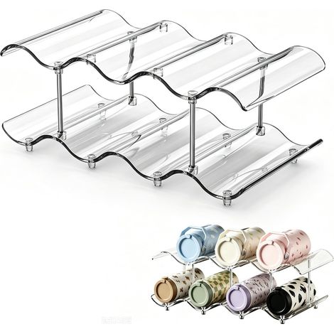 Porte Bouteille Frigo, Organisateur Frigo, Range Bouteille, Range Bouteille Vin Casier à Bouteilles Transparent à Double Couche Design Ondulé pour Plan de Cuisine Réfrigérateur Cave à Vin (1/5)