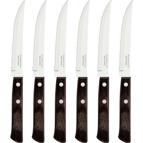 Tramontina coltelli bistecca Classic acciaio inox nero Set 6 Pezzi 12,5 cm