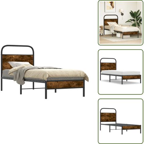 vidaXL Bettgestell ohne Matratze 75x190 cm Räuchereiche Holzwerkstoff (1/5)