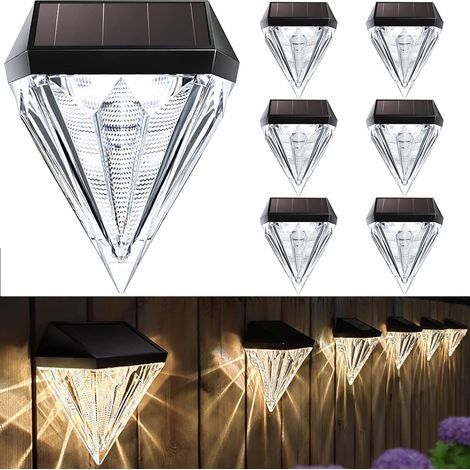 Lot de 6 lampes LED solaires, étanches, pour la décoration, pour l’extérieur terrasse, jardin, marches et escaliers, blanc chaud [Classe énergétique A++] (1/5)