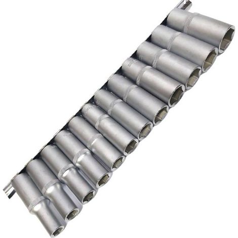 TrAdE Shop Traesio - Set Di Chiavi Bussola Lunghe Da 1/2 Chrome Vanadium 10 A 24 Mm 12 Pezzi Mr70253 - (1/5)