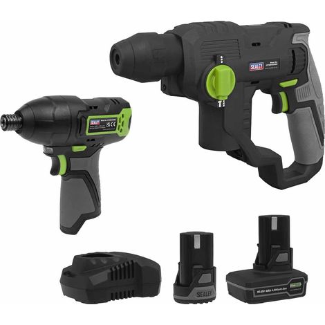 Sealey CP108VCOMBO4 2 x SV10.8 Series Cordless Rotary Hammer Drill & Impact Driver Kit 10.8V - 2 Batteries (1/3)