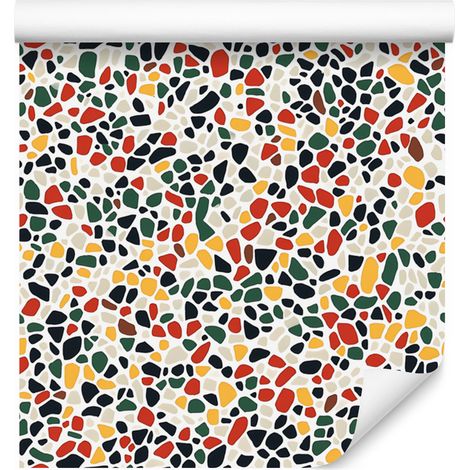 Papier peint terrazzo gris, gris clair et crème 50x1000 cm (1/5)