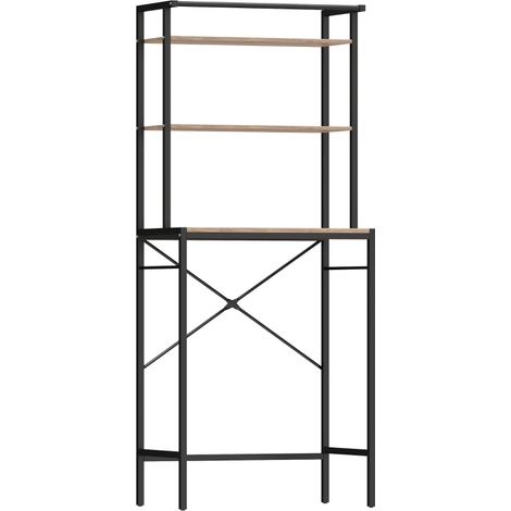 Scaffale per lavatrice in metallo marrone 3 ripiani 67 x 40 x 161,8 cm con barra superiore (1/5)