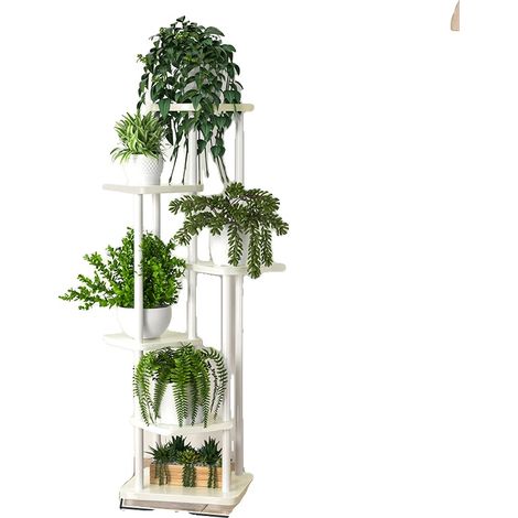 Estantería de madera para plantas y flores, organizador de almacenamiento, LSB-6 niveles-blanco (1/2)