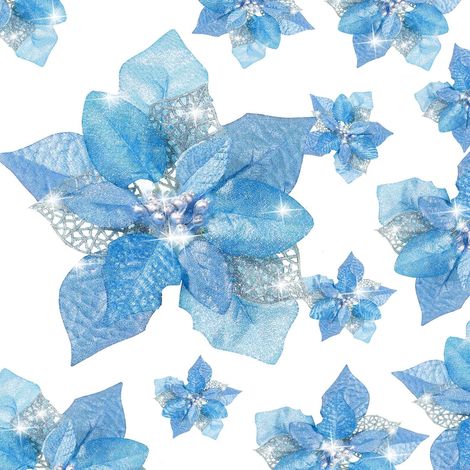 Lot de 36 fleurs artificielles à paillettes de Noël, décoration pour sapin (1/5)