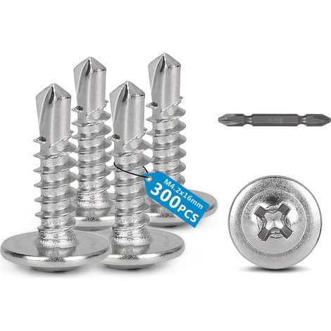 300 pcs Vis à tôle autoperceuses Ø4.2 x 16mm à tête fraisée cruciforme Vis autoperforante phillips à tête fraisée Auto-perceuse Autotaraudeuse pour métal, bois tôle plastique (1/5)