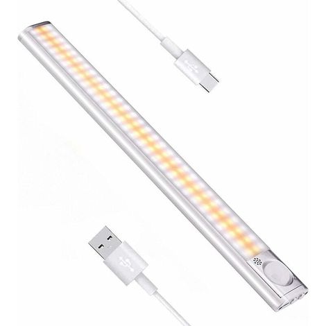 Luz LED inalámbrica para armario de 160 LED, tira de luz LED para cocina, iluminación LED para debajo de los gabinetes de cocina, luz nocturna con sensor de movimiento y carga USB para armario, escale (1/5)