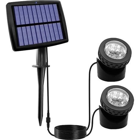 Outdoor Solar Spot Light, 18 LED Solar Garden Spot Light, Waterproof Landscape Lighting 90° Adjustable Angle, Wireless Solar Spotlight for Yard, Trees, Patio, Driveway (Warm Light-2 Lights) (1/5)