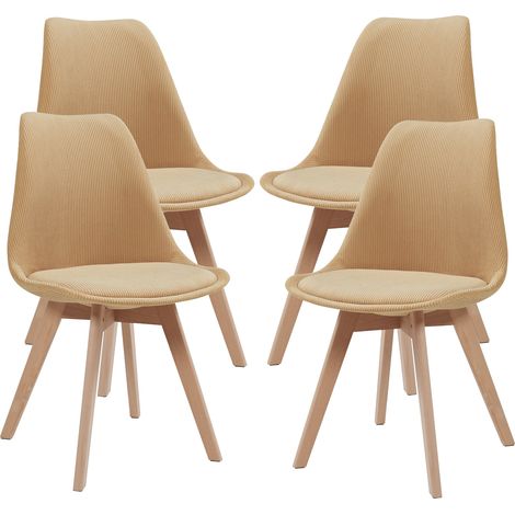 Set di 4 sedie da pranzo 82 x 49 x 54 cm design moderno robuste velluto a coste giallo senape 030009826