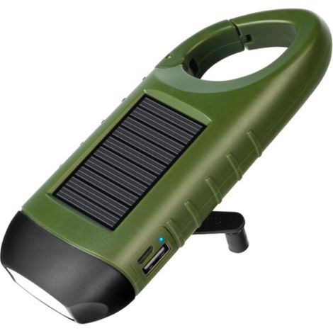 Linterna solar LED USB - Recargable, con manivela, ligera, ideal para acampar y hacer senderismo (1/5)