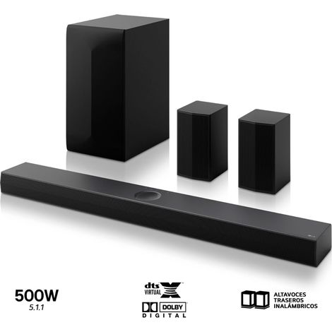 LG S70TR BLACK / BARRA DE SONIDO CON SUBWOOFER INALÁMBRICO Y TRASEROS 500W 5.1.1CH