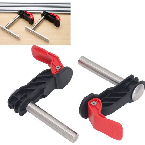 Schnellverriegelbare Tischklemme für Massivholzplatten, praktisch, schnell und einfach dank ihrer Edelstahl-Druckplatten. (1/5)
