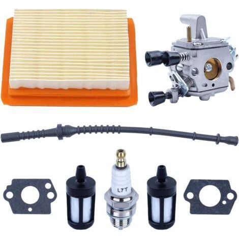 Kit de Carburateur pour Stihl FS120 FS200 FS020 FS202 FS300 FS350 Débroussailleuse, Joint + Filtre à Air et Filtre à Carburant + Tuyau de Carburant + Bougie d'allumage