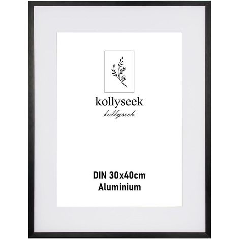 Aluminium Bilderrahmen 30x40 cm Schwarz mit Acrylglas und Passepartout (1/5)