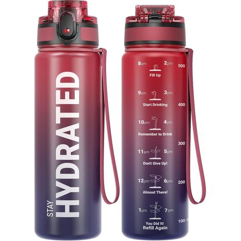 Sport Trinkflasche mit Zeitmarkierung, BPA-frei, 500ml, Auslaufsicher (1/5)
