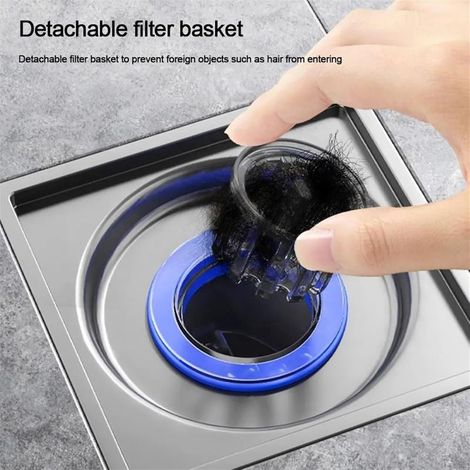 Set mit 2 Bodenablaufstopfen, komplett aus Kupfer, für Duschabläufe, Insektenschutz, Geruchskontrolle, Desodorierung, Toilette, Küche, Badezimmer, Abwasser (Blau) (1/4)