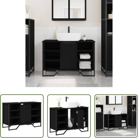 vidaXL Meuble sous lavabo - Meuble de Lavabo de Salle de Bain Chêne noir 91 x 35 x 60 cm (1/5)