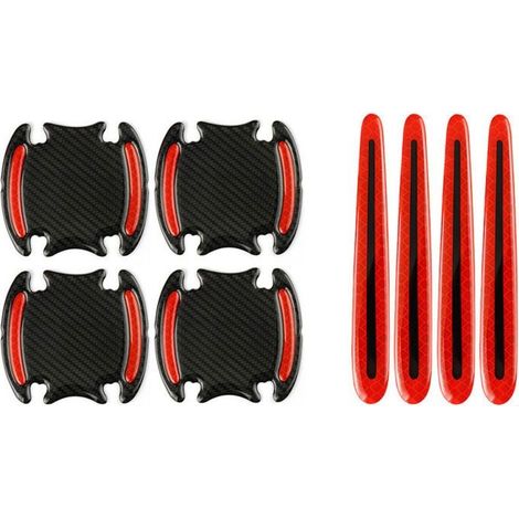 8 PCS (Rouge) Protection Anti-Rayures pour Poignée De Porte Voiture, Film Autocollant Poignée Portière Voiture, Autocollants 3D (1/5)