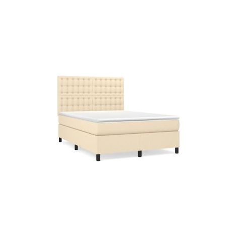 Sommier à lattes de lit avec matelas Crème 140x190 Tissu (1/5)