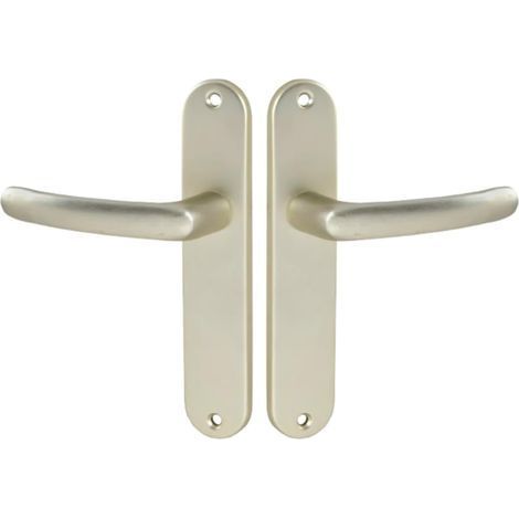 1 Ensemble Poignée De Porte Sur Plaque Bec De Cane Entraxe 165 Mm Aluminium Finition Champagne Pour Cuisine Salon (1/5)
