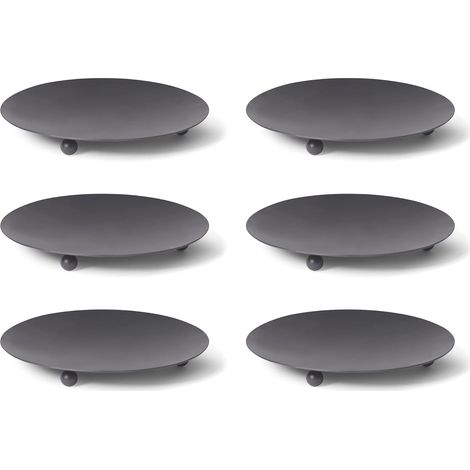 Lot de 6 bougeoirs noirs 90 cm, 3 pieds, 7,5 cm
