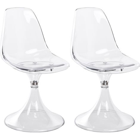 Conjunto de 2 sillas de comedor con base de pedestal de diseño futurista transparentes Clarksville (1/5)
