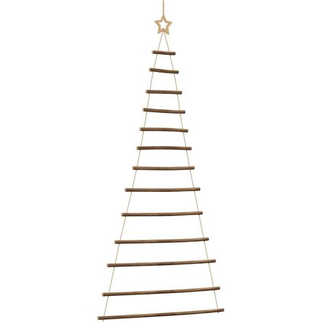 Árbol de Navidad colgante con estrella en la punta, 86 x 180 cm, rama natural vidaXL