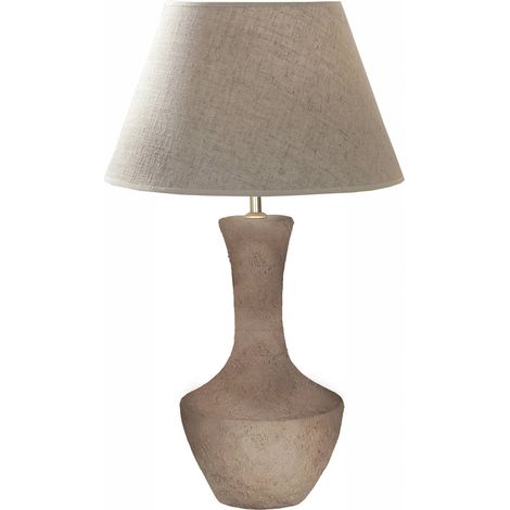 Lampe de table marron en papier mâché et abat-jour polyester - marron naturel avec abat-jour beige (1/3)