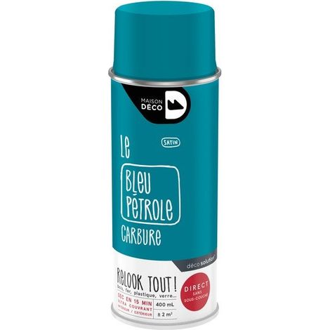 Peinture aérosol Relook Tout MAISON DECO bleu petrol satiné 400 ml (1/2)