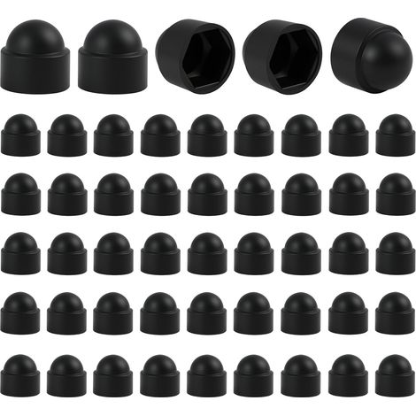 50 pcs Cache Écrou M8, Cache-Écrous M8, Capuchons de Boulons Noirs en Résistant, Écrous Borgnes Hexagonaux, Cache Boulon Décoratif pour Machines, Mobilier, Projets Industriels (1/5)