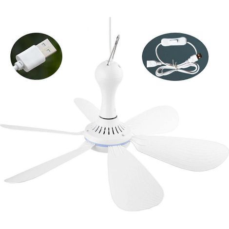 Ventilateur suspendu de 42 cm pour gazebo, avec 6 pales, idéal pour l'été et équipé d'un interrupteur. (1/4)