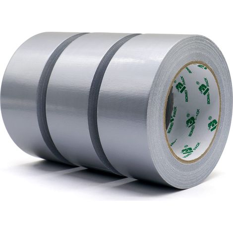 Ruban adhésif toilé gris – 3 rouleaux de 50 mm x 45 m pour réparation, fixation, étanchéité, étiquetage et rénovation (1/5)