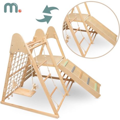 Aire de jeux - Mamabrum - XL 5 en 1 - Toboggan - Balançoire - Mur d'escalade
