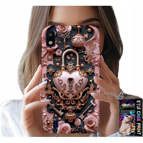 Hülle für Samsung A10 – feminine, modische Muster, Herz-Rosen-Vorhängeschloss (1/5)