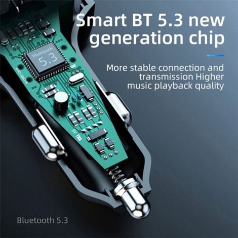 Transmetteur Bluetooth - Chargeur Rapide 3 1A - Affichage Numérique FM - Lecteur MP3 - Entrée USB et Type-C - Pour Voiture 12-24V (1/5)