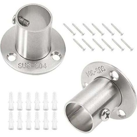 Lot de 4 supports de tringle de penderie pour tube de 22 mm, en acier inoxydable argenté, pour douche