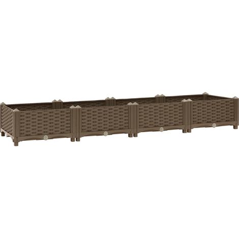 Fioriera rialzata per piante e fiori giardino 160 x 40 x 23 cm polipropilene marrone 020000916