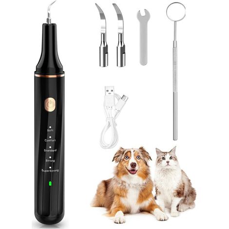 Kit de lavage de brosse à dents pour chien - outil de décapant de tartre à ultrasons pour les dents, nettoyant dentaire à ultrasons pour chien avec outils dentaires, grattoir pour le nettoyage des den (1/3)