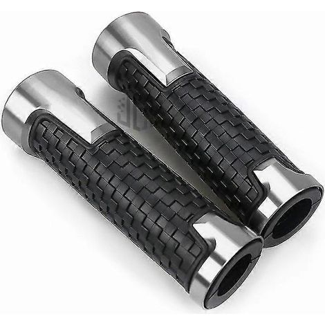 Motorrad-Lenkergriffe, 22 mm, CNC-gefrästes Aluminium, Gummigelbeschichtung, passend für PIAGGIO Medley Beverly 300, Liberty 125, FLY 150, ZIP 50, MP3 – Silber